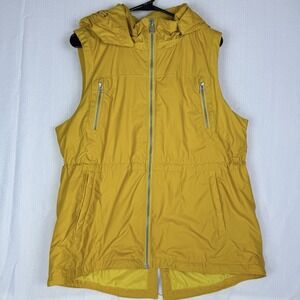 Athleta Hooded Rain Vest Women's XL Rockview Yellow Marigold 54023